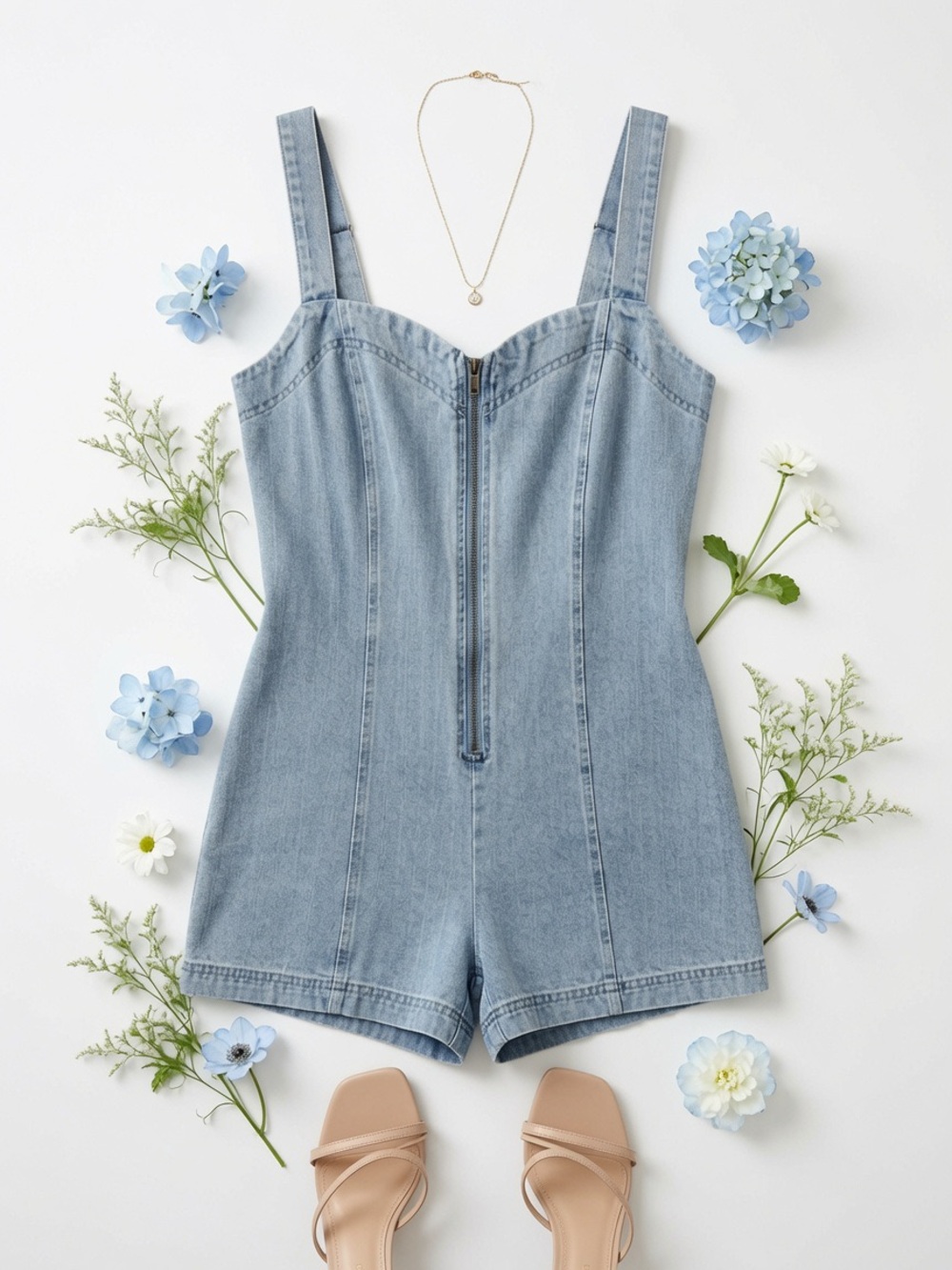 Retro Vintage Faded Washed Zip-up Denim Jumpsuit Small